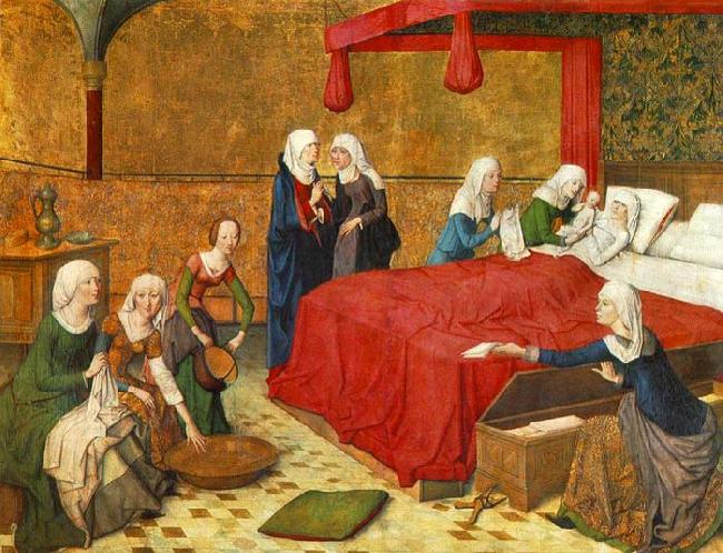 The Birth of Mary, MASTER of the Life of the Virgin
